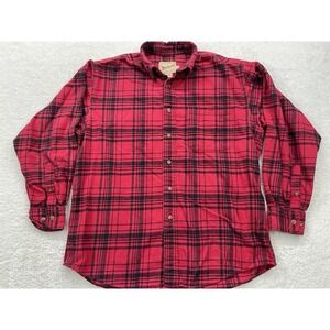 Woolrich‎ Shirt Mens Medium Buffalo Plaid Button Down Flannel Cotton Collar